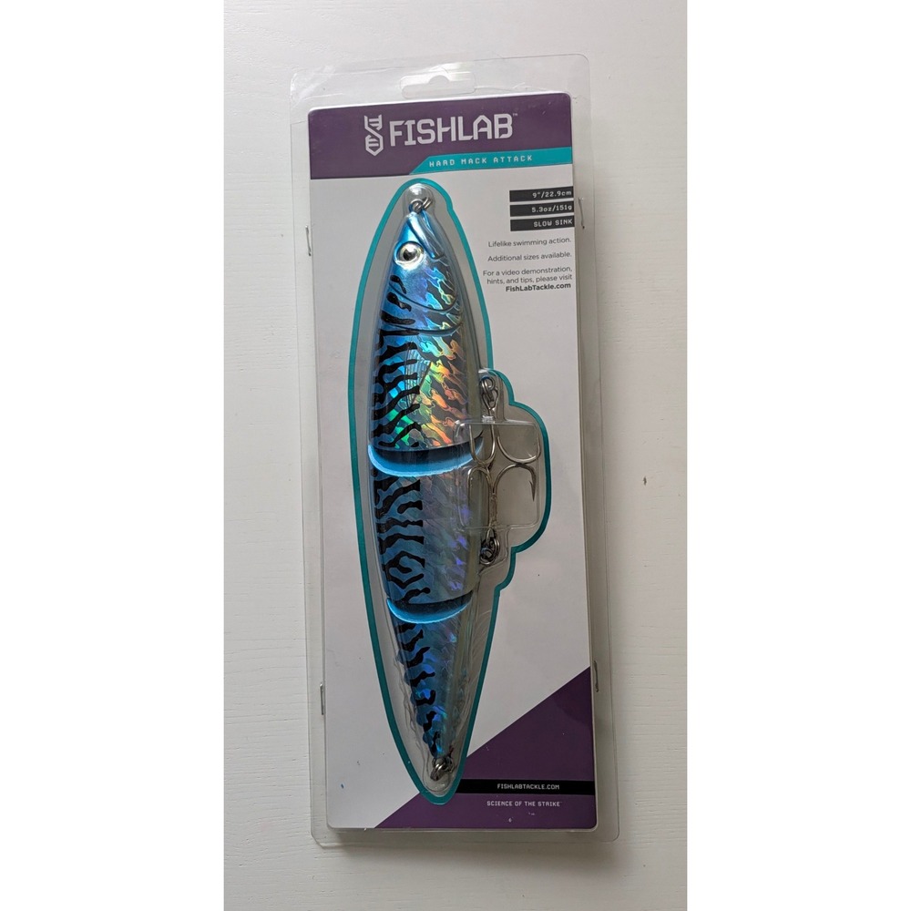 FishLab Hard Mack Attack Slow Sink Swimbait 9in 5.3oz Blue Mackerel MAH-SS-9-BM